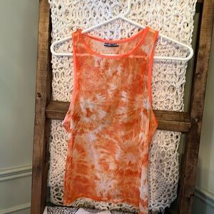 Orange Tie Dye Sheer Tank Top
